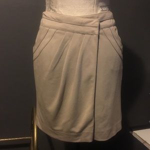 Taupe skirt with drape detail front wrap